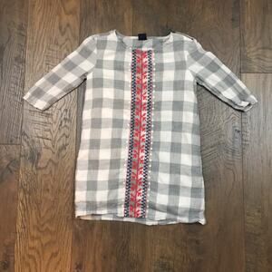 GAP kids Buffalo Check Embroidered Gray/White Dress